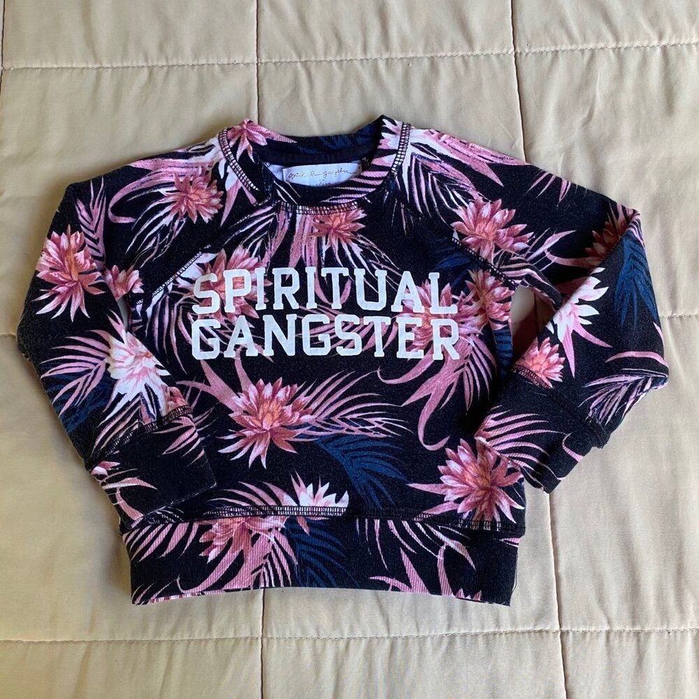 SPIRITUAL GANGSTER 2T Girl Leaf Print Gangster Savasana Floral Sweatshirt 24 mo
